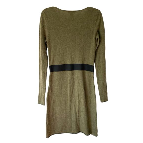 White + Warren Cashmere Silk Olive Green Sweater Dress size medium - Picture 3 of 7